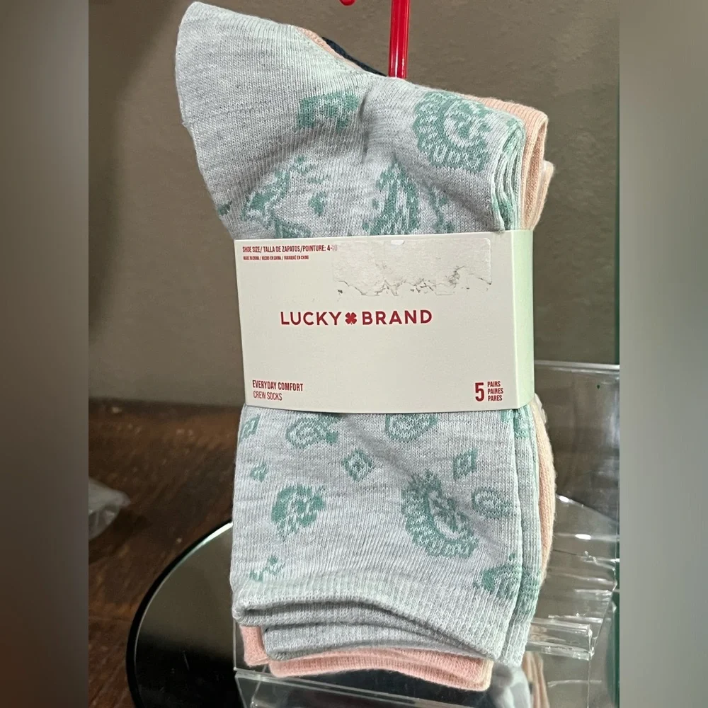 Lucky Brand 5-Pack Crew Socks, new!